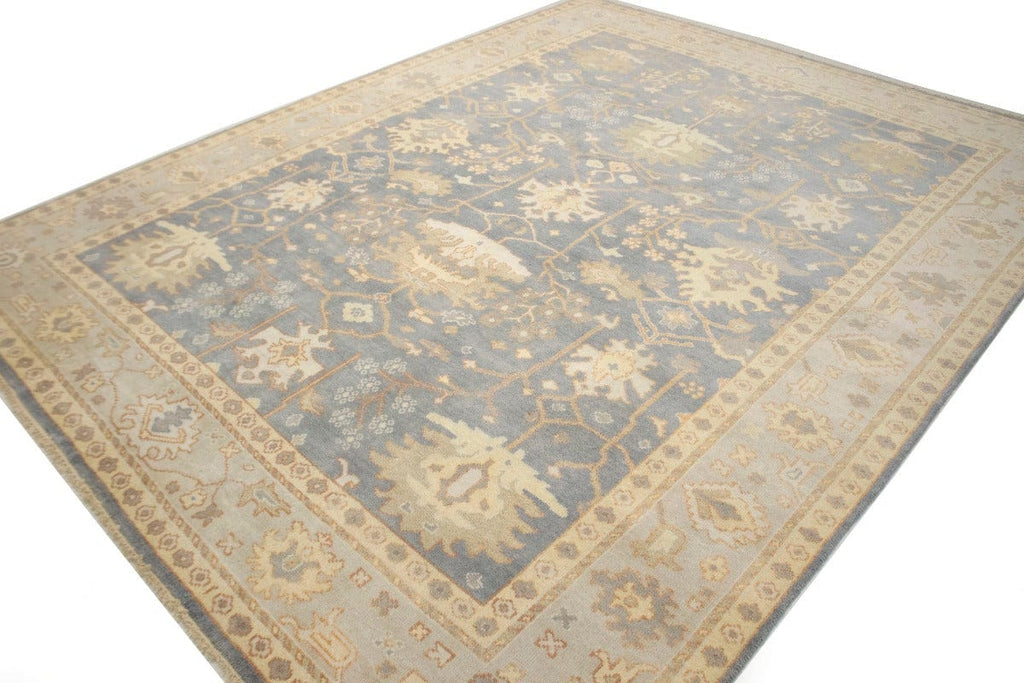 Gray Floral 9X12 Oushak Chobi Oriental Rug