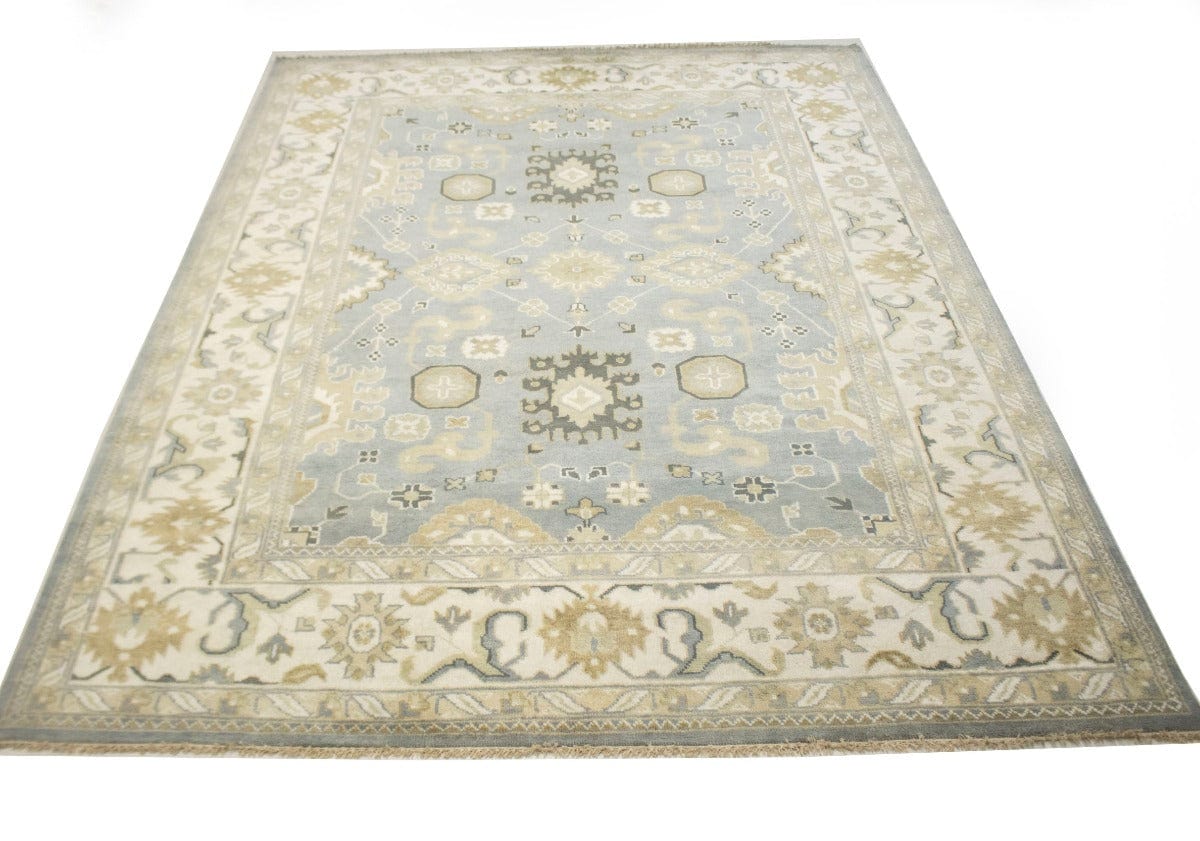 Gray Floral 9X12 Oushak Chobi Oriental Rug