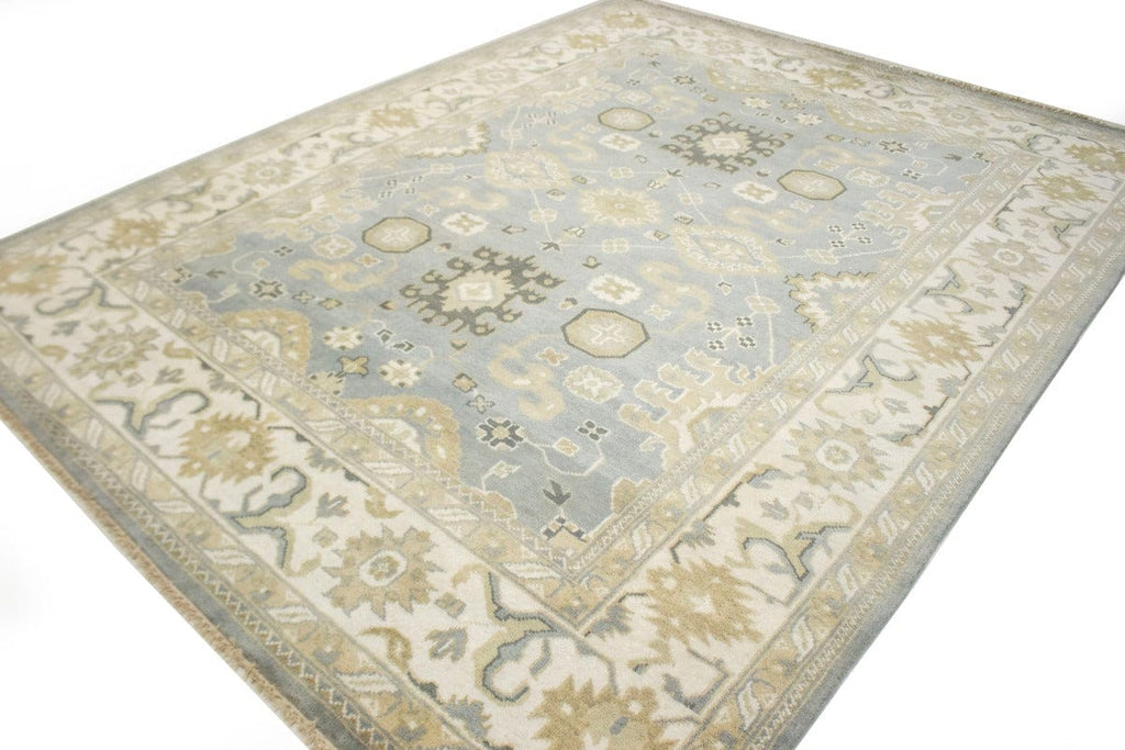 Gray Floral 9X12 Oushak Chobi Oriental Rug