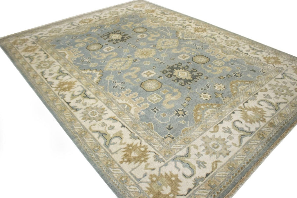 Gray Floral 9X12 Oushak Chobi Oriental Rug