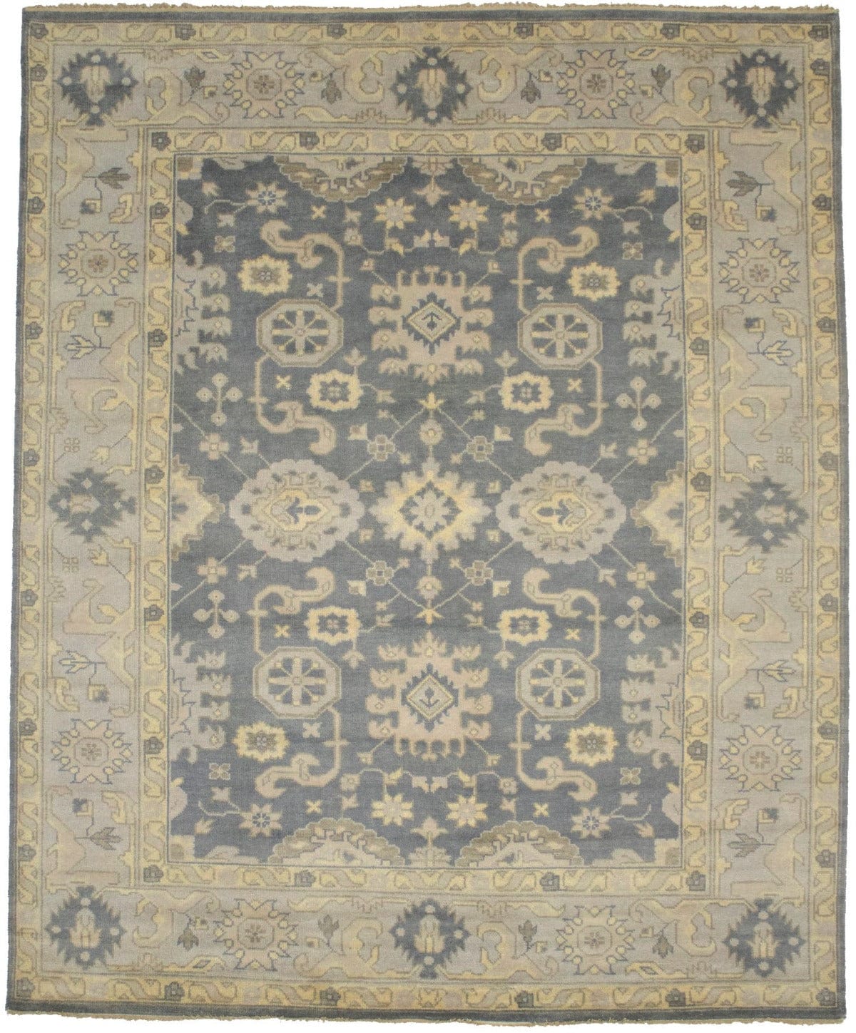 Gray Floral 8X10 Oushak Chobi Oriental Rug