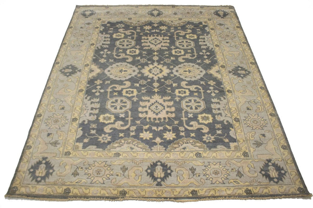 Gray Floral 8X10 Oushak Chobi Oriental Rug