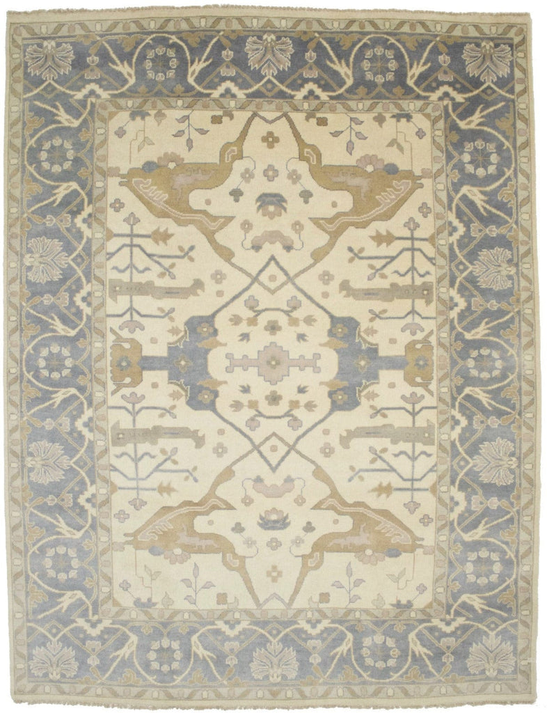 Cream Traditional Floral 9X12 Casual Oushak Oriental Rug