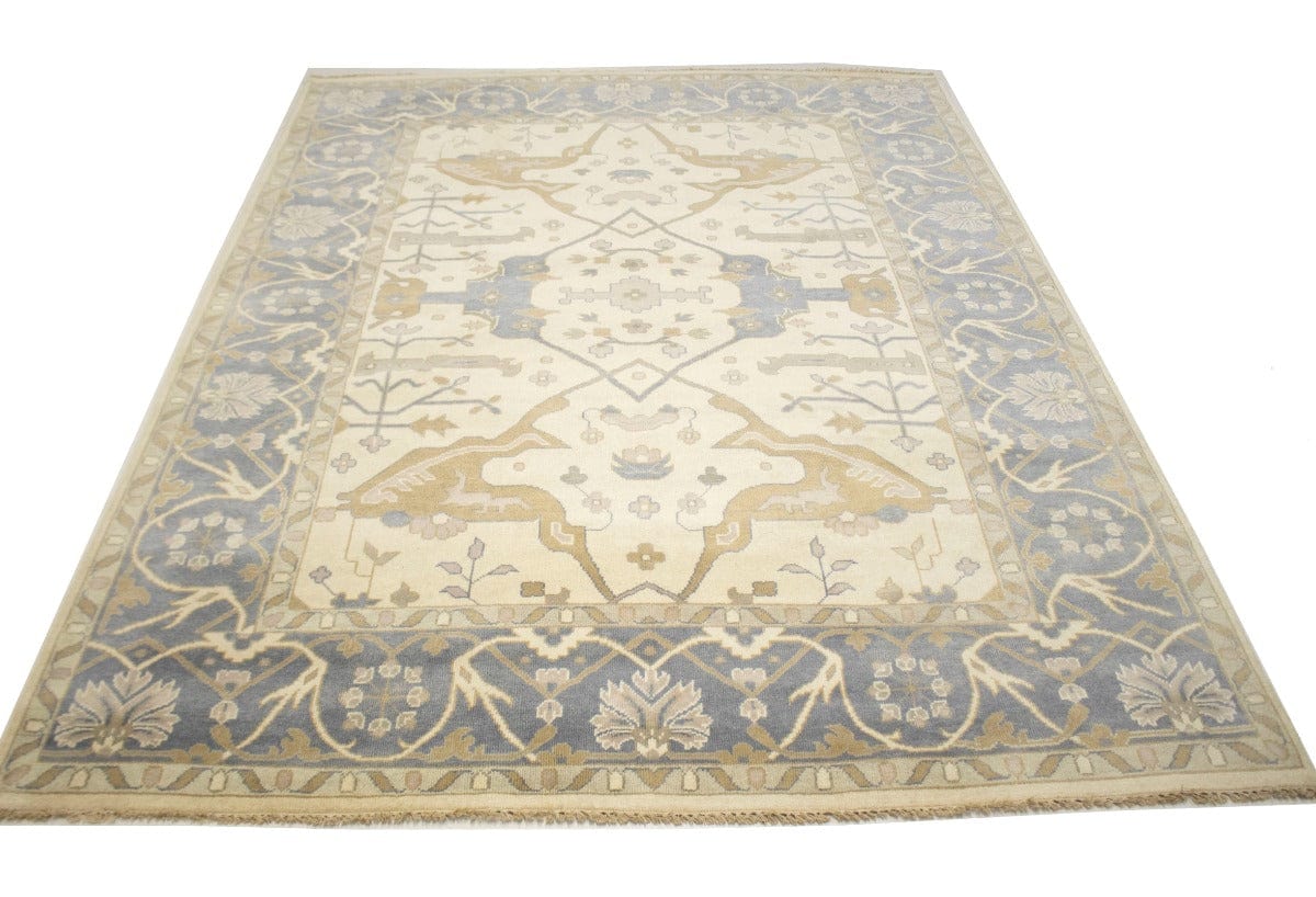 Cream Traditional Floral 9X12 Casual Oushak Oriental Rug