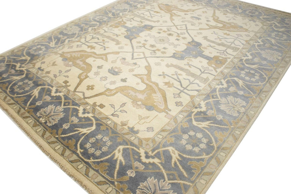 Cream Traditional Floral 9X12 Casual Oushak Oriental Rug