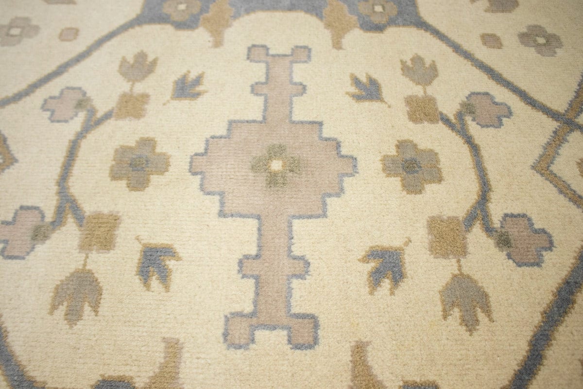 Cream Traditional Floral 9X12 Casual Oushak Oriental Rug