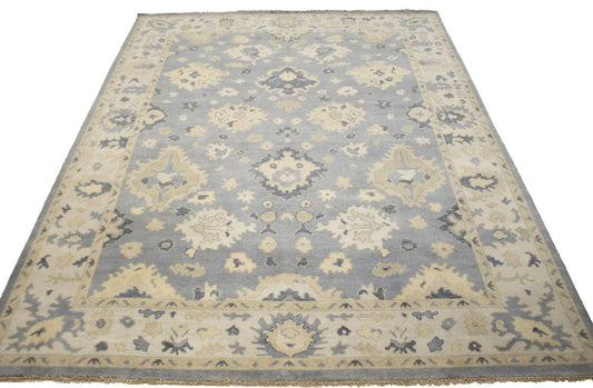 Gray Floral 9X12 Oushak Chobi Oriental Rug