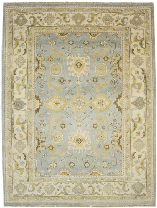 Light Gray Floral 9X12 Oushak Chobi Oriental Rug