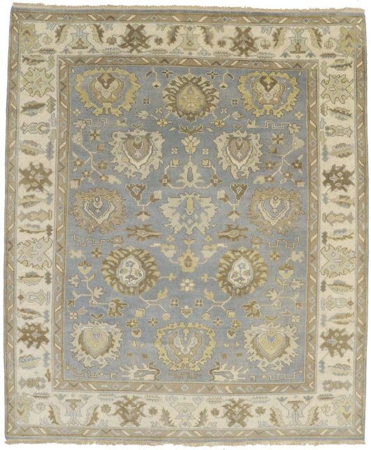 Gray Floral 8X10 Oushak Chobi Oriental Rug