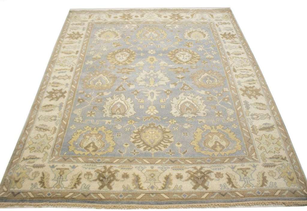 Gray Floral 8X10 Oushak Chobi Oriental Rug