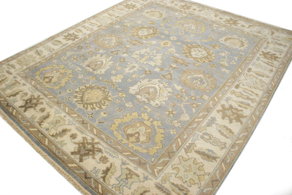 Gray Floral 8X10 Oushak Chobi Oriental Rug