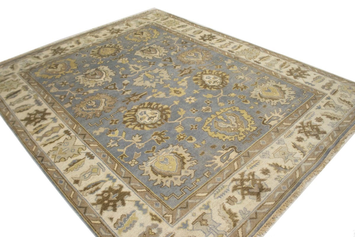 Gray Floral 8X10 Oushak Chobi Oriental Rug