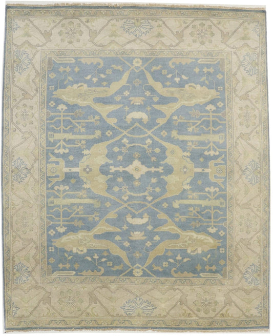 Gray Floral 8X10 Oushak Chobi Oriental Rug