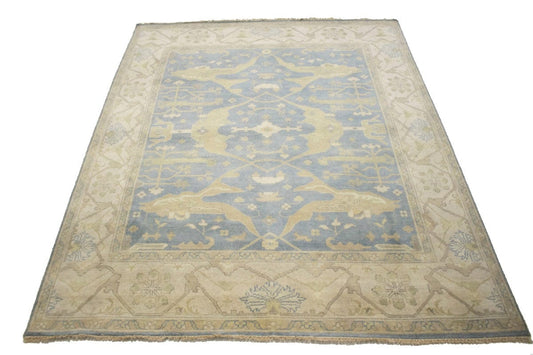 Gray Floral 8X10 Oushak Chobi Oriental Rug