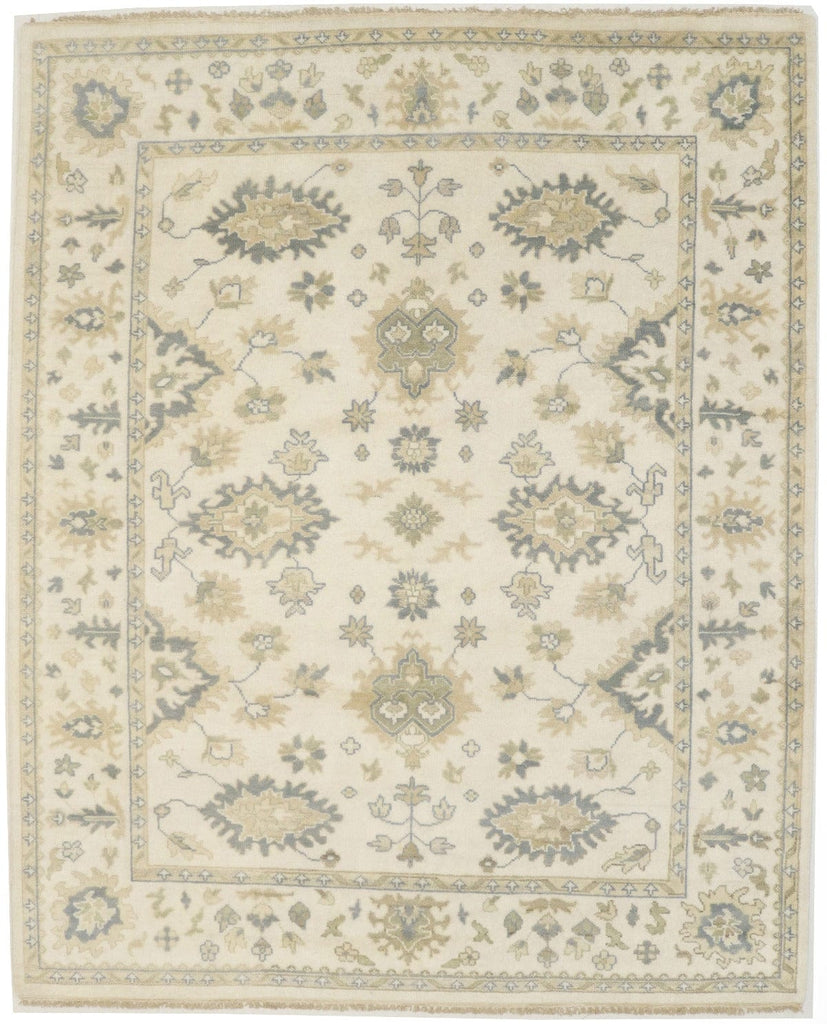 Cream Floral 8X10 Casual Oushak Chobi Oriental Rug