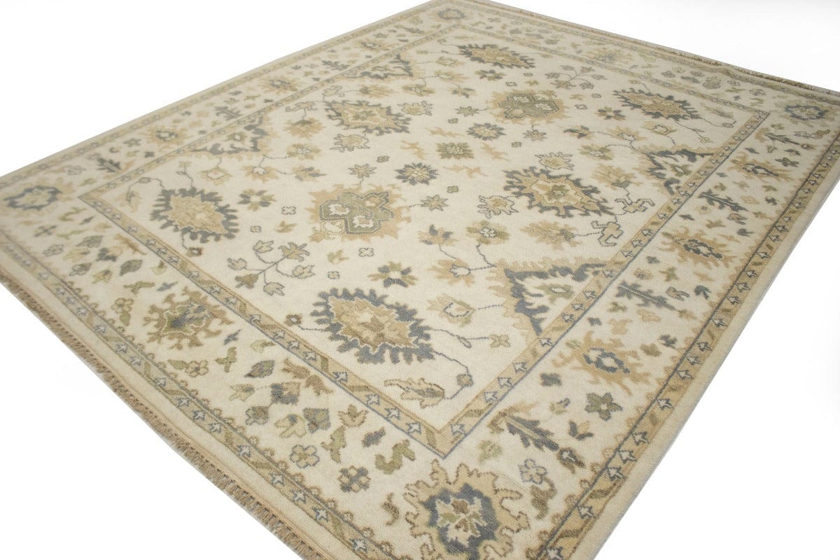 Cream Floral 8X10 Casual Oushak Chobi Oriental Rug