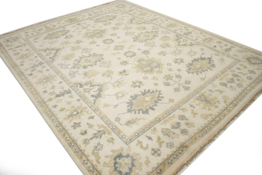 Cream Floral 8X10 Casual Oushak Chobi Oriental Rug