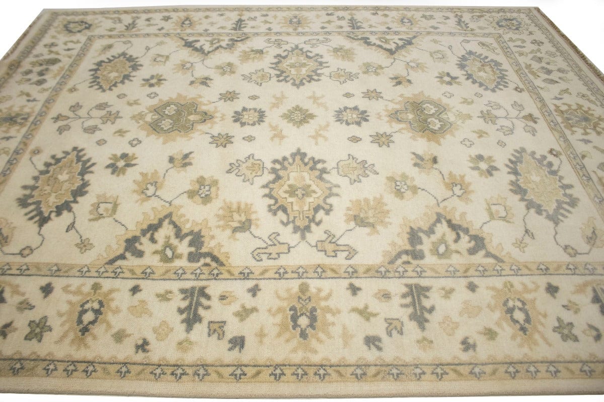 Cream Floral 8X10 Casual Oushak Chobi Oriental Rug