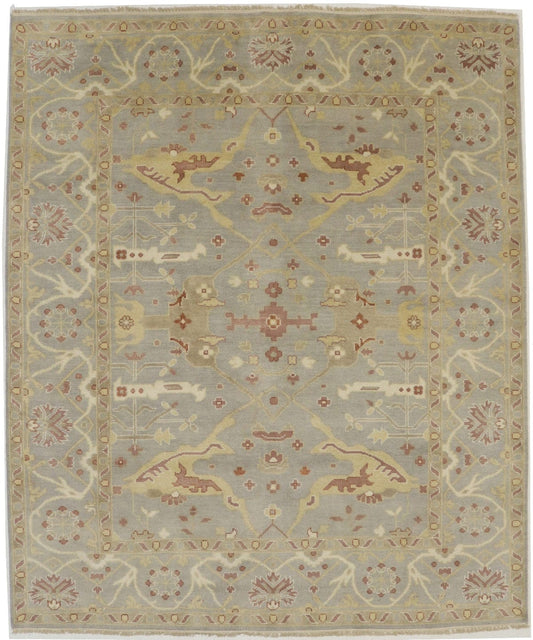 Light Gray Floral 8X10 Oushak Oriental Rug