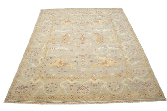 Light Gray Floral 8X10 Oushak Oriental Rug