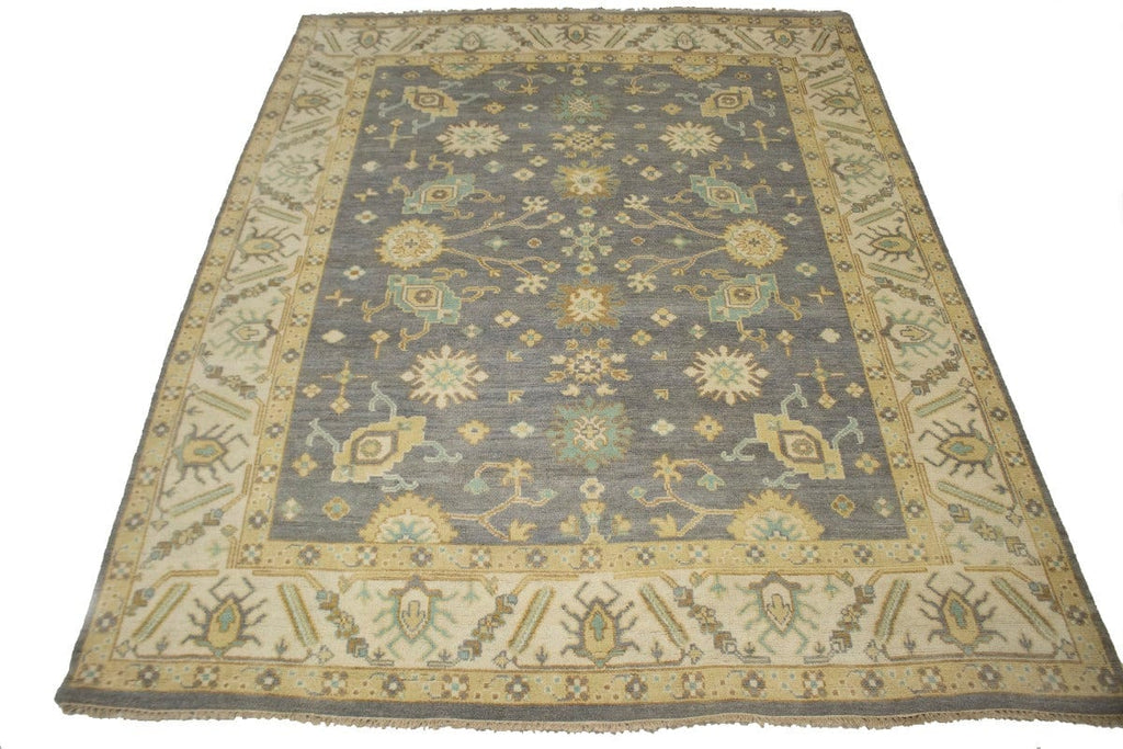 Brownish Gray Casual Floral 8X10 Oushak Chobi Oriental Rug