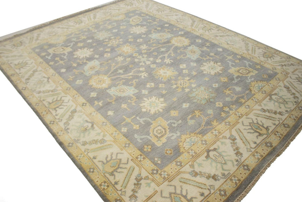 Brownish Gray Casual Floral 8X10 Oushak Chobi Oriental Rug