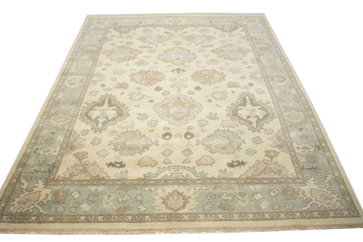 Muted Cream Floral 9X12 Oushak Chobi Oriental Rug