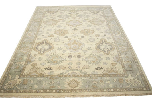 Muted Cream Floral 9X12 Oushak Chobi Oriental Rug