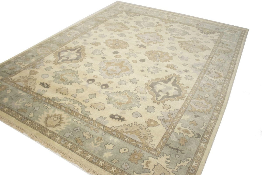 Muted Cream Floral 9X12 Oushak Chobi Oriental Rug