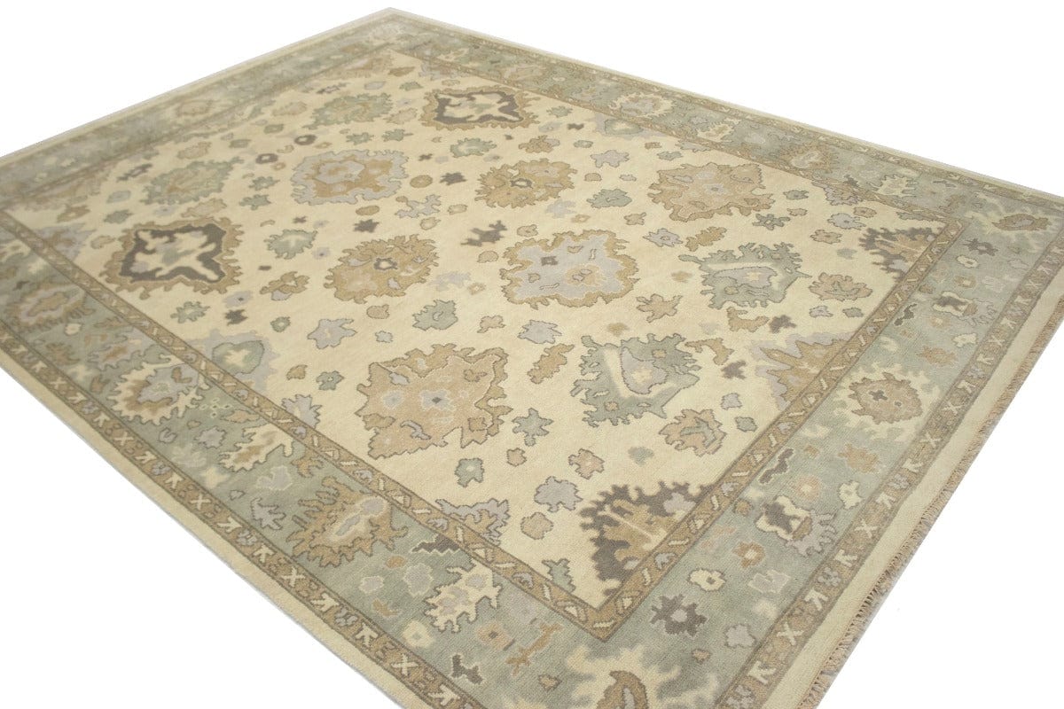 Muted Cream Floral 9X12 Oushak Chobi Oriental Rug