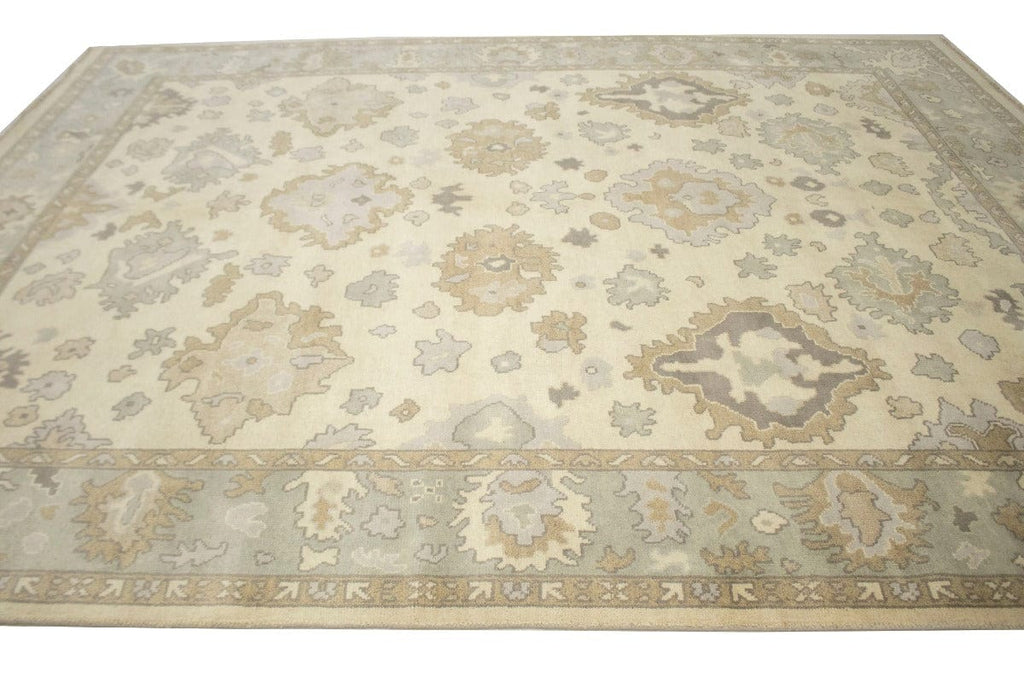 Muted Cream Floral 9X12 Oushak Chobi Oriental Rug