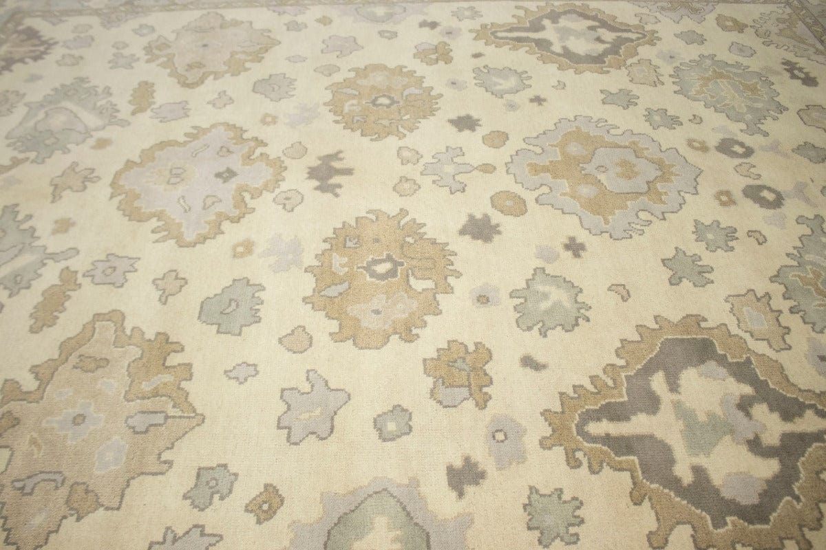 Muted Cream Floral 9X12 Oushak Chobi Oriental Rug