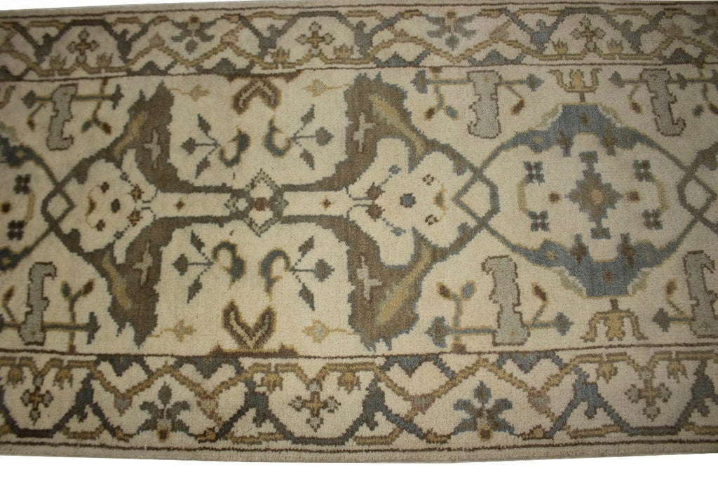 Cream Floral 3X6 Oushak Chobi Oriental Runner Rug