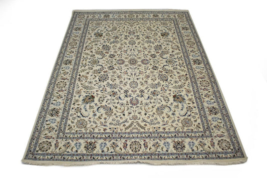 Cream Floral 9X12 Indo-Nain Oriental Rug