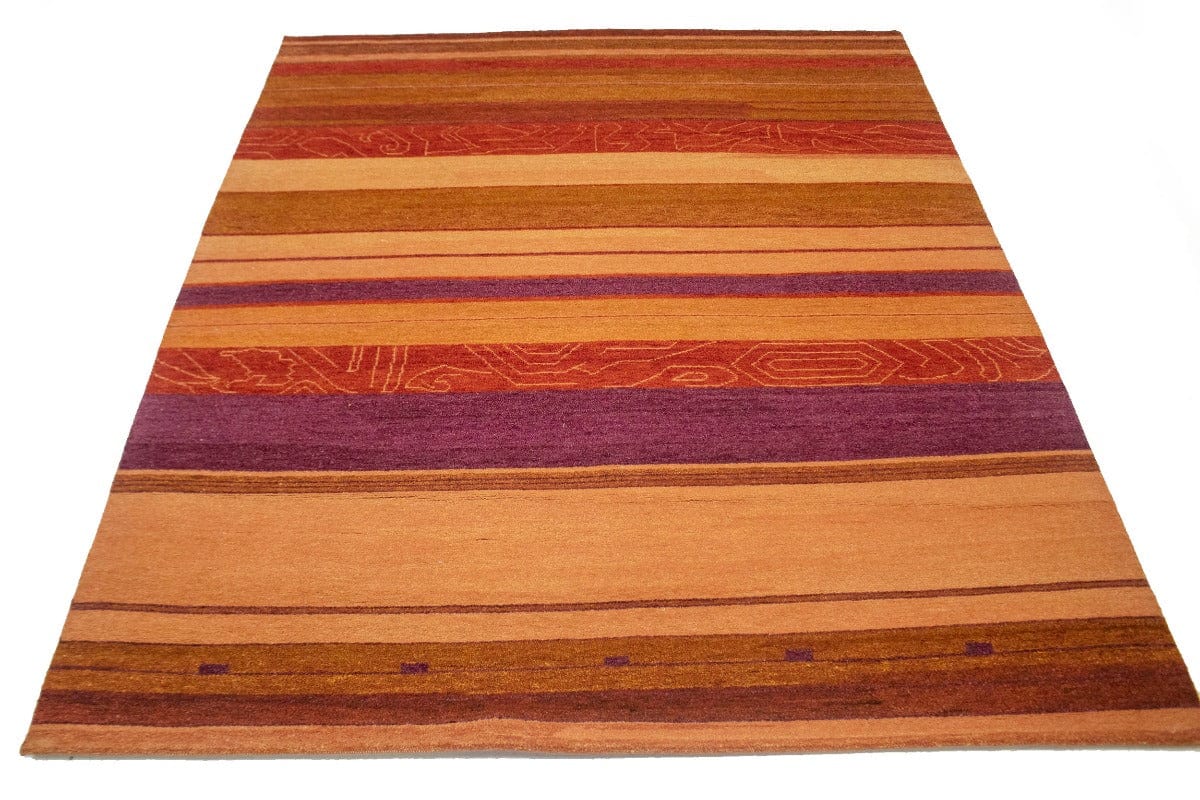 Multicolored Stripes Tribal 8X10 Indo-Gabbeh Oriental Rug