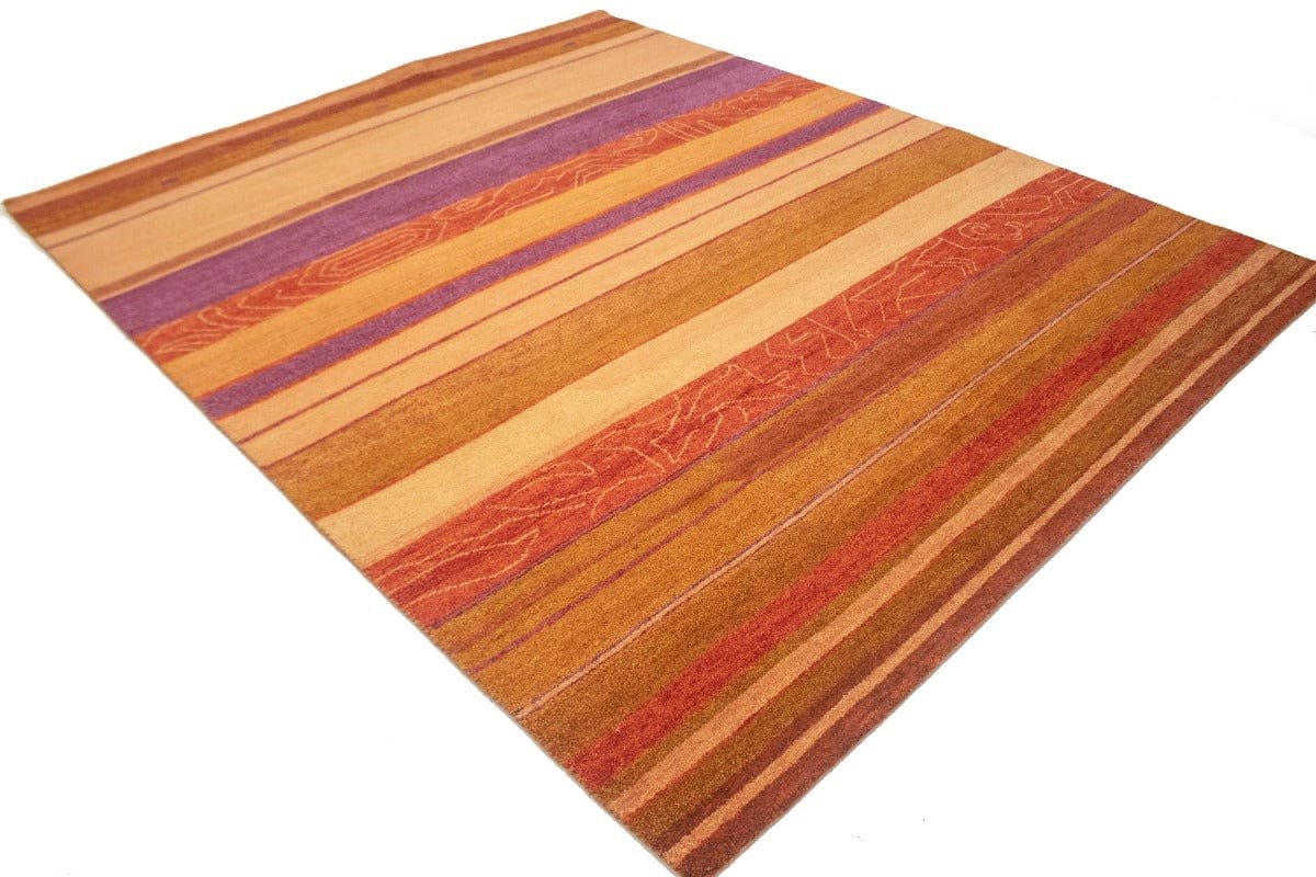 Multicolored Stripes Tribal 8X10 Indo-Gabbeh Oriental Rug
