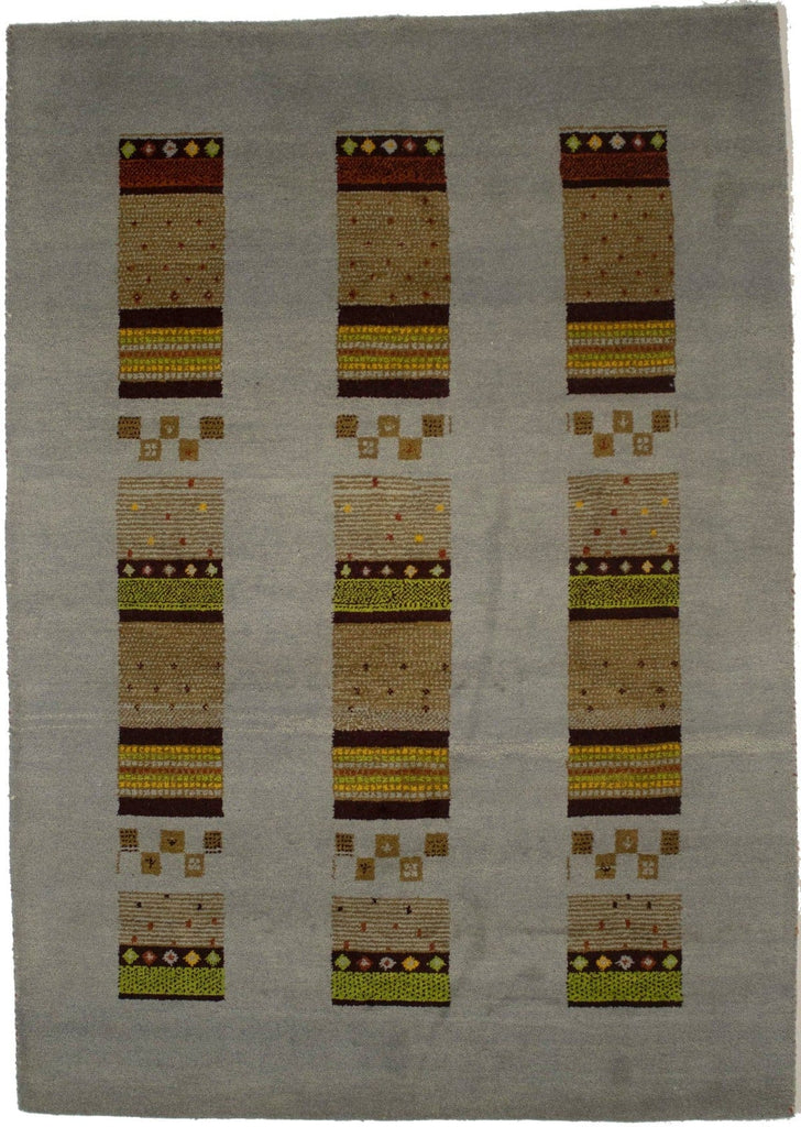 Gray Geometric 6X8 Indo-Gabbeh Oriental Rug