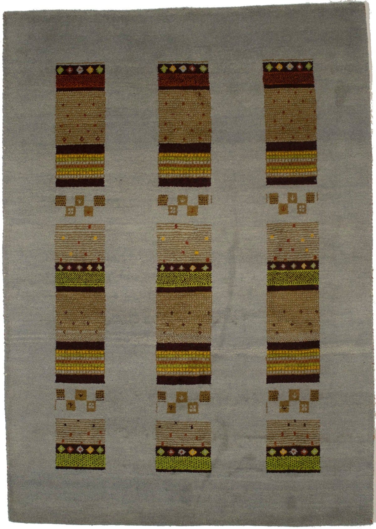 Gray Geometric 6X8 Indo-Gabbeh Oriental Rug