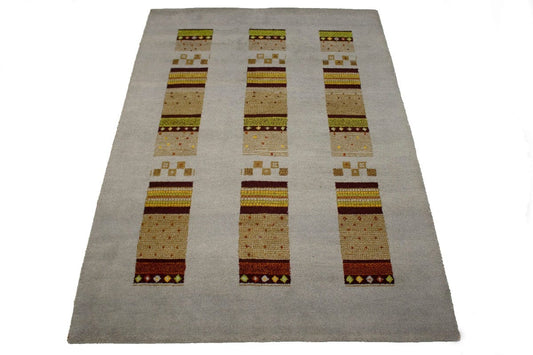 Gray Geometric 6X8 Indo-Gabbeh Oriental Rug