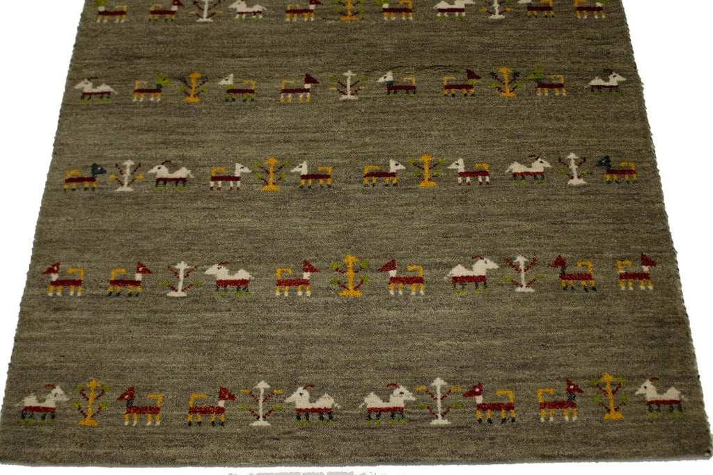 Bronwish Gray Tribal 4X6 Indo-Gabbeh Oriental Rug