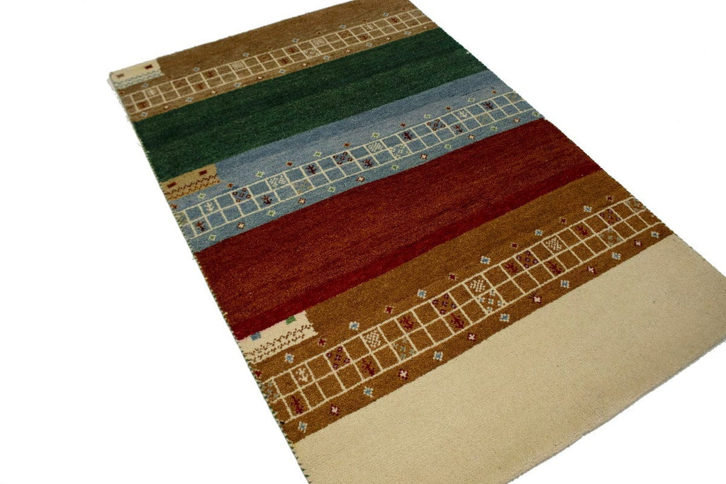 Multicolored Stripes Tribal 4X6 Indo-Gabbeh Oriental Rug