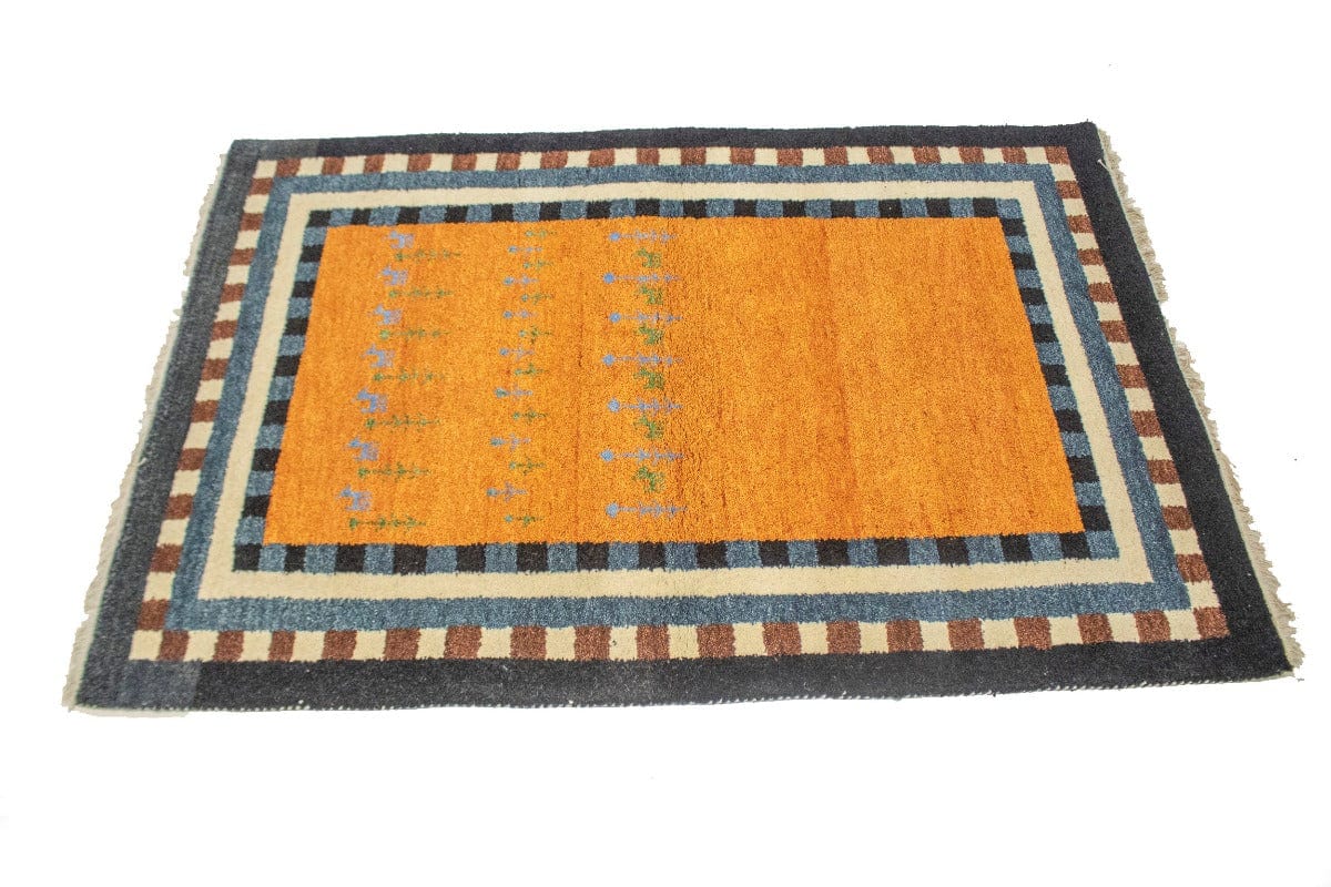 Marigold Tribal Bordered 4X6 Indo-Gabbeh Oriental Rug