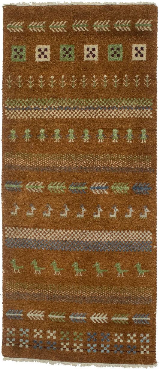 Brown Tribal 3X6 Indo-Gabbeh Oriental Rug