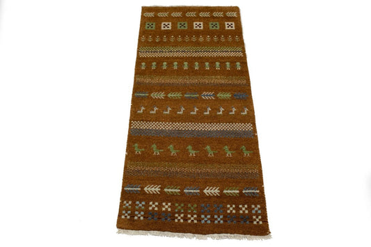 Brown Tribal 3X6 Indo-Gabbeh Oriental Rug