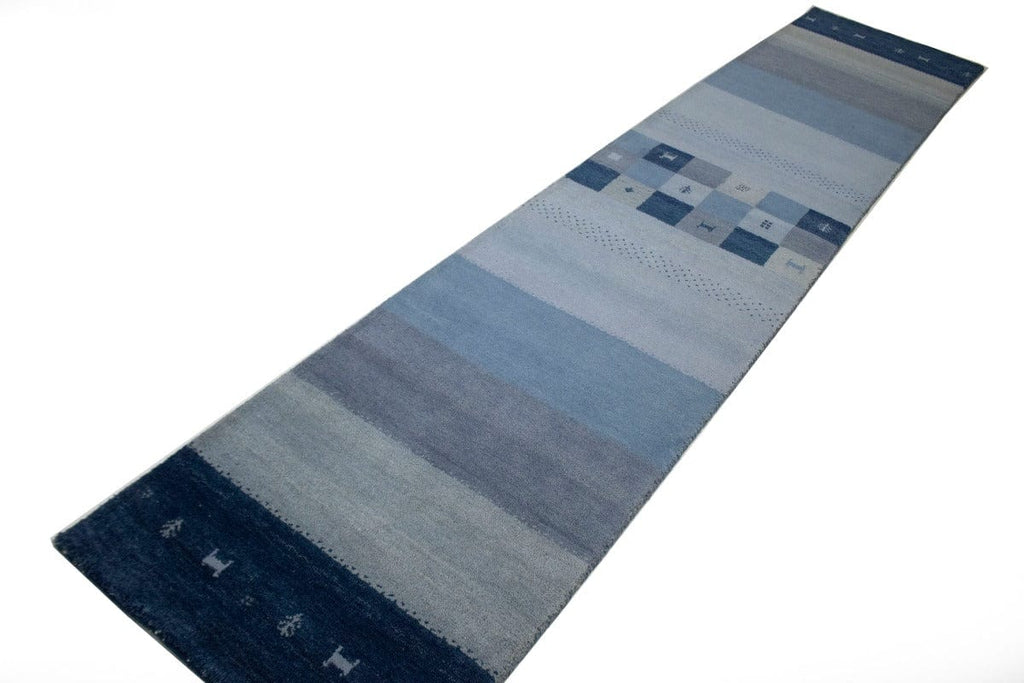 Blue Tribal 3X13 Indo-Gabbeh Oriental Runner Rug