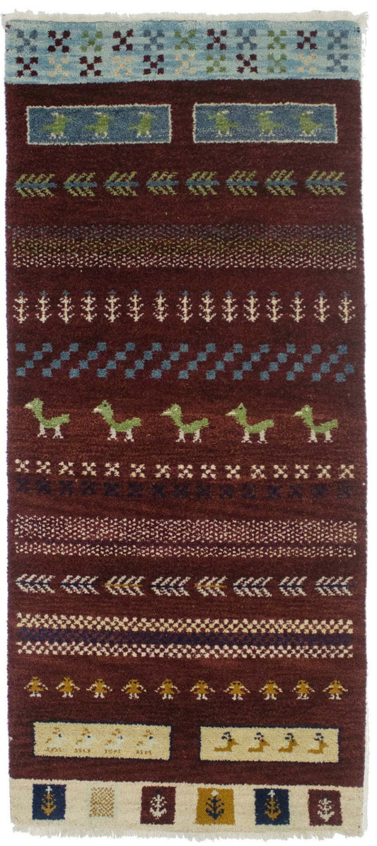 Maroon Red Tribal 3X6 Indo-Gabbeh Oriental Rug