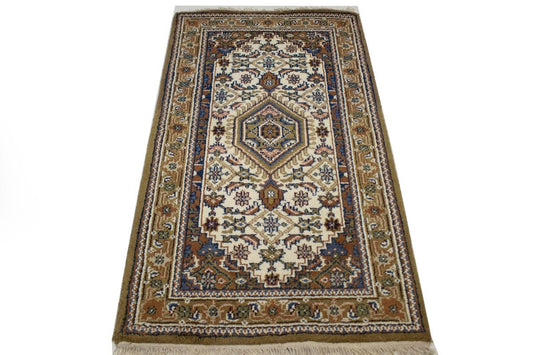 Cream Floral Tribal 3x5 Indo-Bidjar Oriental Rug