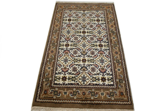 Cream Floral Tribal 3X5 Indo-Bidjar Oriental Rug