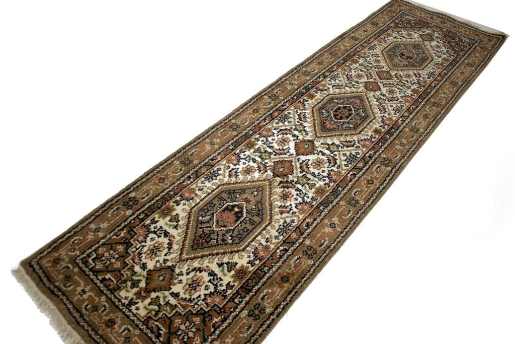 Cream Floral Tribal 3X10 Indo-Bidjar Oriental Runner Rug