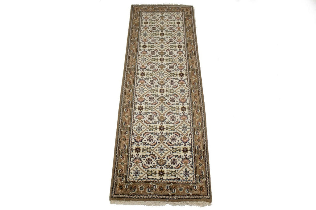 Cream Floral Tribal 3X8 Indo-Bidjar Oriental Runner Rug